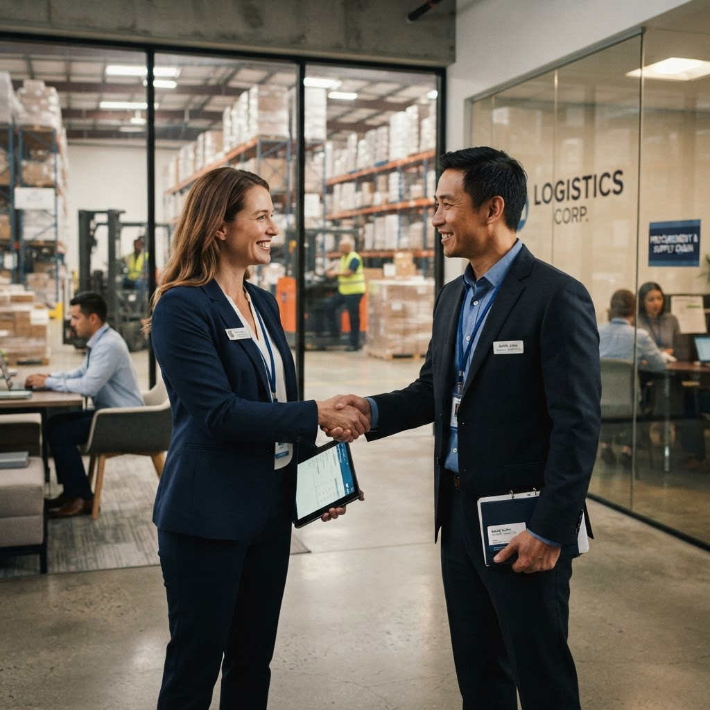 Responsable de compras fortaleciendo la relación con un proveedor